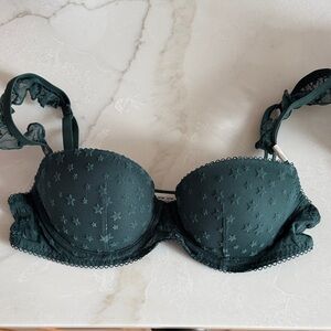 Victoria's Secret Starry Lace Bra in Forest Green